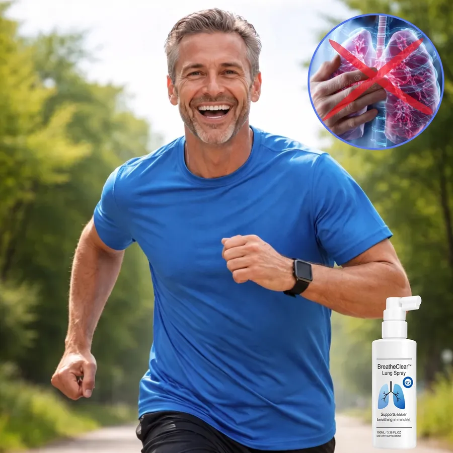 Un homme court librement et respire plus librement grâce à BreatheClear™