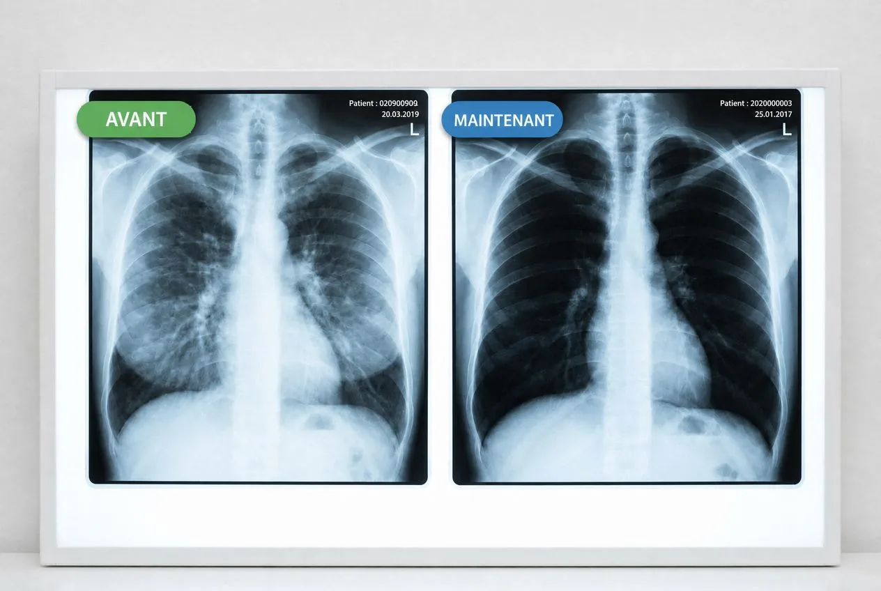 Radiographie des poumons avant et après – encore un exemple