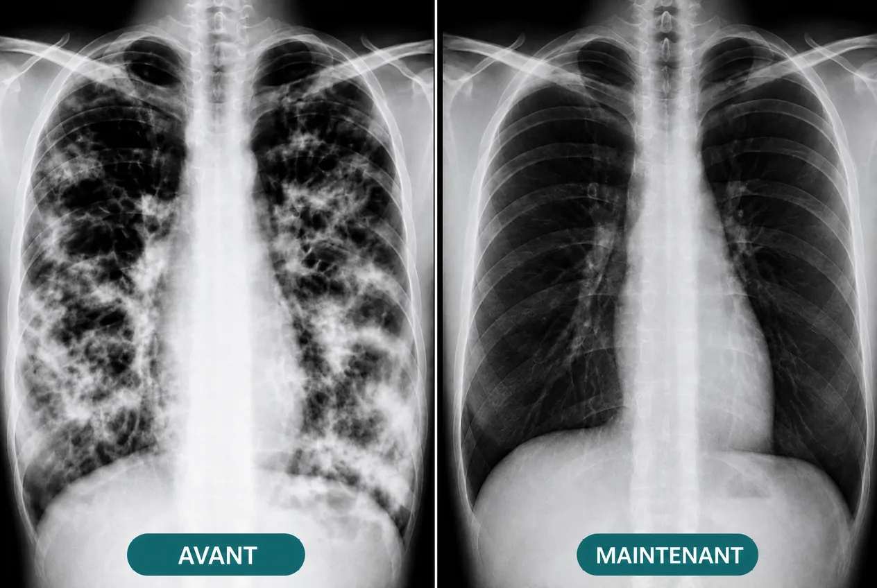 Radiographie des poumons avant et après
